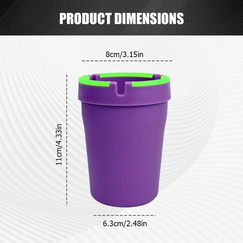 Lyxheth Glow in The Dark Ashtray, Car Ashtray, Cigarette Self-Extinguishing Car Cup Holder Ashtrays with Lid, Universal Portable Mini Vehicle Cigarette Trash Can Auto Accessories for Cars (Purple) - Image 2